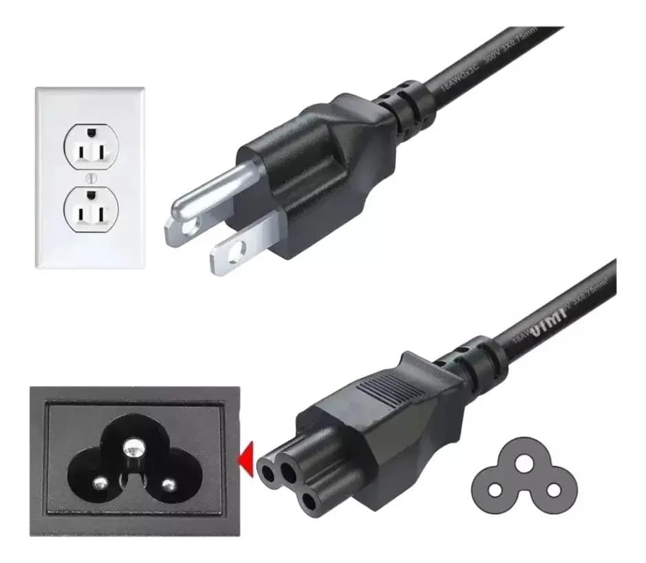Cable Cargador De Laptop 3 Pines Corriente Micky 1.5m